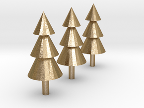 Trees Miniatures ( Set of 3 ) in Polished Gold Steel