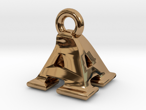 3D Monogram Pendant - AAF1 in Polished Brass