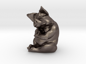 Piggy 3 Inches Tall in Polished Bronzed Silver Steel