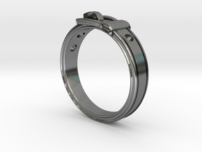 The Belt Ring in Fine Detail Polished Silver