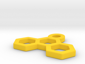 Pendant Three Hexagons in Yellow Processed Versatile Plastic