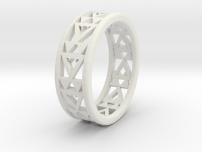 Simple Fractal Ring in White Natural Versatile Plastic