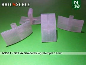 SET 4x Straßenbelag-Stempel 14mm (N 1:160) in Smooth Fine Detail Plastic