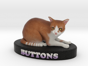 Custom Cat Figurine - Buttons in Full Color Sandstone