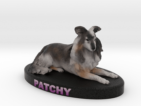 Custom Dog Figurine - Patchy in Full Color Sandstone