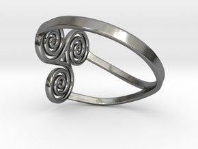 triple spiral ring  in Polished Silver