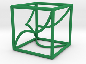 Space Curve and Projections, with Cusp in Green Processed Versatile Plastic