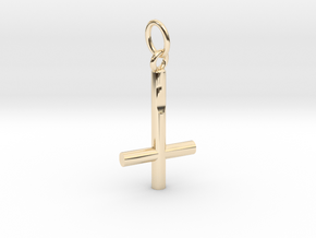 Upside Down Cross Pendant in 14K Yellow Gold