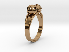 Diam=18. Bague Toi Et Moi. Ring Duo Sphere. in Polished Brass