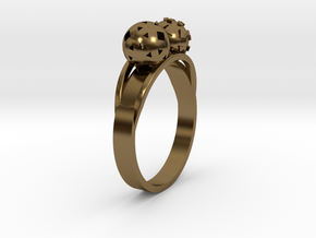 Diam=18. Bague Toi Et Moi. Ring Duo Sphere. in Polished Bronze