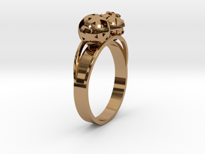 Diam=17. Bague Toi Et Moi. Ring Duo Sphere. in Polished Brass