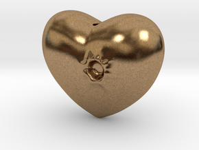 Heart with a bullet hole in Natural Brass