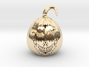 Pumpkin Skull 1 in 14K Yellow Gold