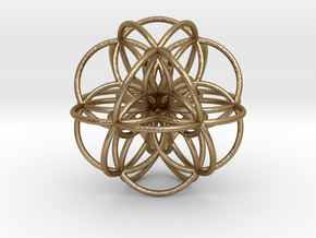 Seed of Life: Cuboctahedral Flower in Polished Gold Steel