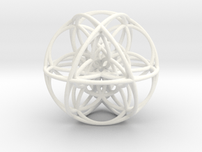 Cuboctahedral Flower of Life Sacred Geometry in White Processed Versatile Plastic