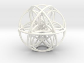 Cuboctahedral Flower of Life Sacred Geometry in White Processed Versatile Plastic