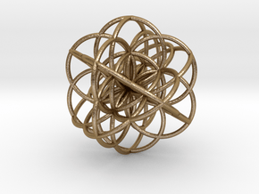 Cuboctahedral Flower of Live Circles - Sacred Geom in Polished Gold Steel