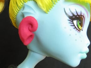 Doll earrings Seashell 1:6 in Pink Processed Versatile Plastic