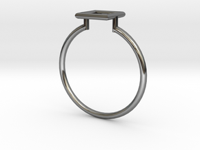 Open Square Ring Sz. 7 in Fine Detail Polished Silver