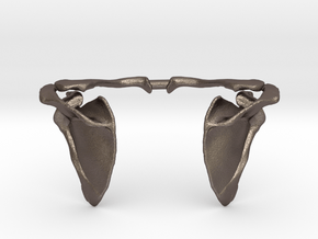 Shoulder Blade & Collar Bone "Winged" Pendant in Polished Bronzed Silver Steel