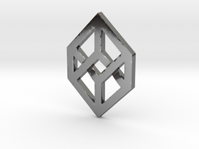 Necker/Impossible Cube Pendant in Fine Detail Polished Silver