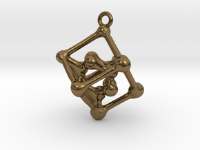 Bone cube pendant in Natural Bronze