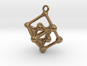 Bone cube pendant in Natural Brass