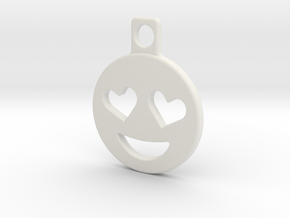 Heart Eyes Emoji Keychain in White Natural Versatile Plastic