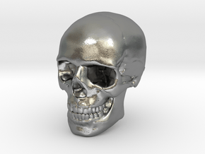 8mm 0.3in Human Skull for earring in Natural Silver