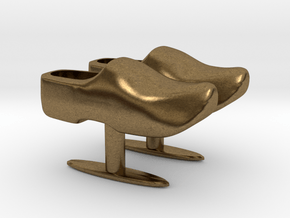 Wooden Shoe Cufflink / Klomp manchetknoop in Natural Bronze