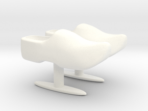 Wooden Shoe Cufflink / Klomp manchetknoop in White Processed Versatile Plastic