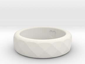 Faceted Ring  in White Natural Versatile Plastic