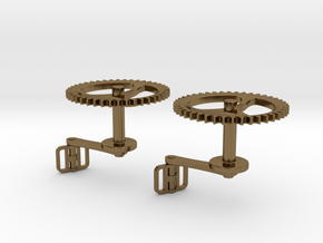 Bicycle Chainring Cufflinks in Polished Bronze