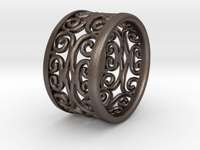 Noble Vines Ring - EU Size 58 in Polished Bronzed Silver Steel