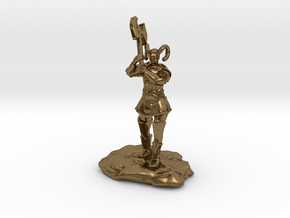 Tiefling Paladin Mini in Plate with Great Axe in Natural Bronze