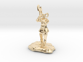 Tiefling Paladin Mini in Plate with Great Axe in 14K Yellow Gold