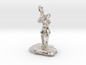 Tiefling Paladin Mini in Plate with Great Axe in Platinum
