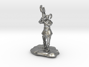 Tiefling Paladin Mini in Plate with Great Axe in Natural Silver