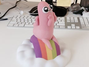Dickbutt on a cloud of rainbows over 7 inches tall in Full Color Sandstone