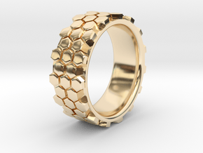 Hexagonal Ring - EU Size 58 in 14K Yellow Gold