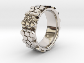 Hexagonal Ring - EU Size 58 in Platinum