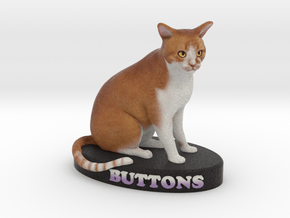 Custom Cat Figurine - Buttons in Full Color Sandstone