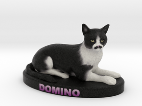 Custom Cat Figurine - Domino in Full Color Sandstone