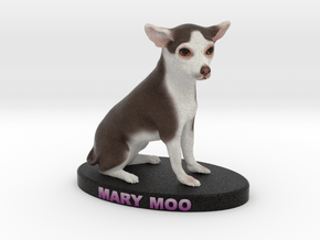 Custom Dog Figurine - Mary Moo in Full Color Sandstone