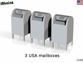 3 USA mailboxes (1:160) in Tan Fine Detail Plastic
