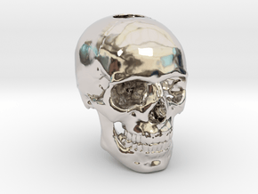 25mm 1in Keychain Bead Human Skull in Platinum