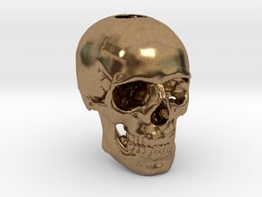 25mm 1in Keychain Bead Human Skull in Natural Brass