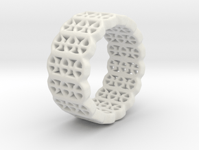 Grid Ring - EU Size 58 in White Natural Versatile Plastic
