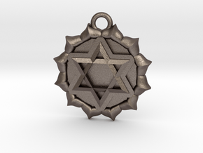 Anahata (Heart Chakra) Pendant in Polished Bronzed Silver Steel