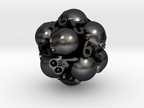 Spin-Down Ossuary d20 in Polished and Bronzed Black Steel
